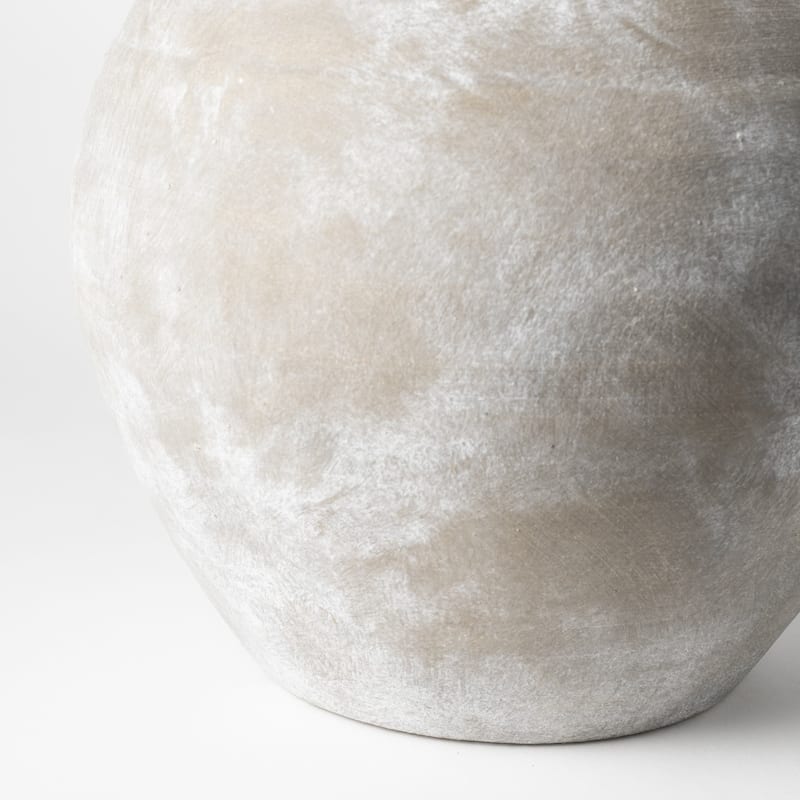 Rustic Whitewash Brown Double Handle Ceramic Vase - 11" W x 19" H x 11" D