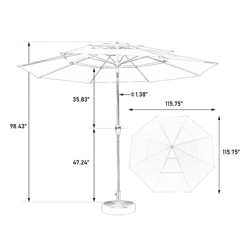 9ft 3 Tier Auto-tilt Umbrella ,Outdoor Patio Umbrella - Market Table Pool Deck Umbrella (Base Not Included)