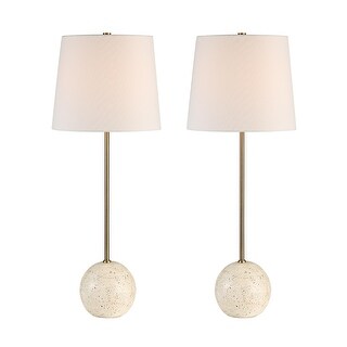 Travertine Base Table Lamp with Tapered Drum Shade - 28.25" - Cream ...