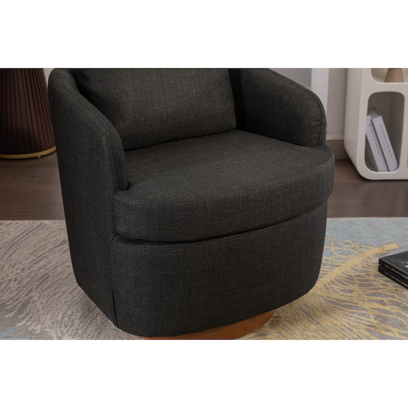 30.3" Swivel Accent Chair with Wood Base