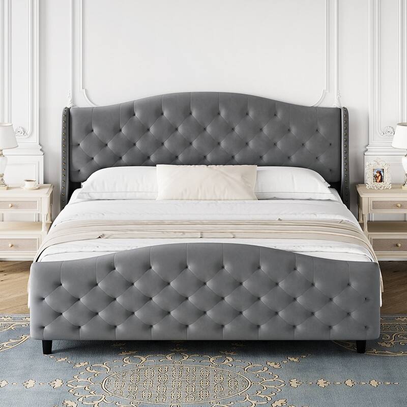 Bed Frame with Sturdy Metal Slats Support