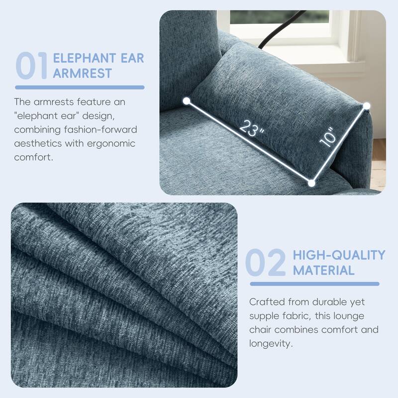 38" Chenille Storage Sofa with Ottoman - Features USB Charger, Phone Holder & Side Pockets for Living Room