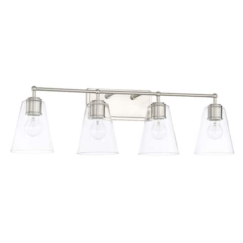 4-light Brushed Nickel Clear Glass Shade Bath/Vanity Fixture