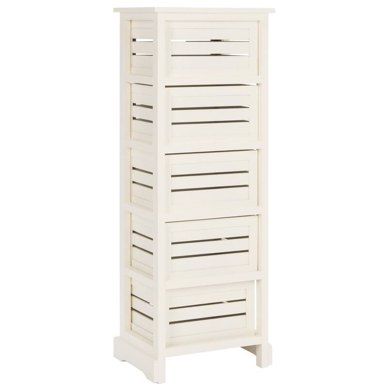 SAFAVIEH Cinda Storage 5-Drawer Cream Cabinet - 16.5" x 12.6" x 46.5" - 17Wx13Dx47H