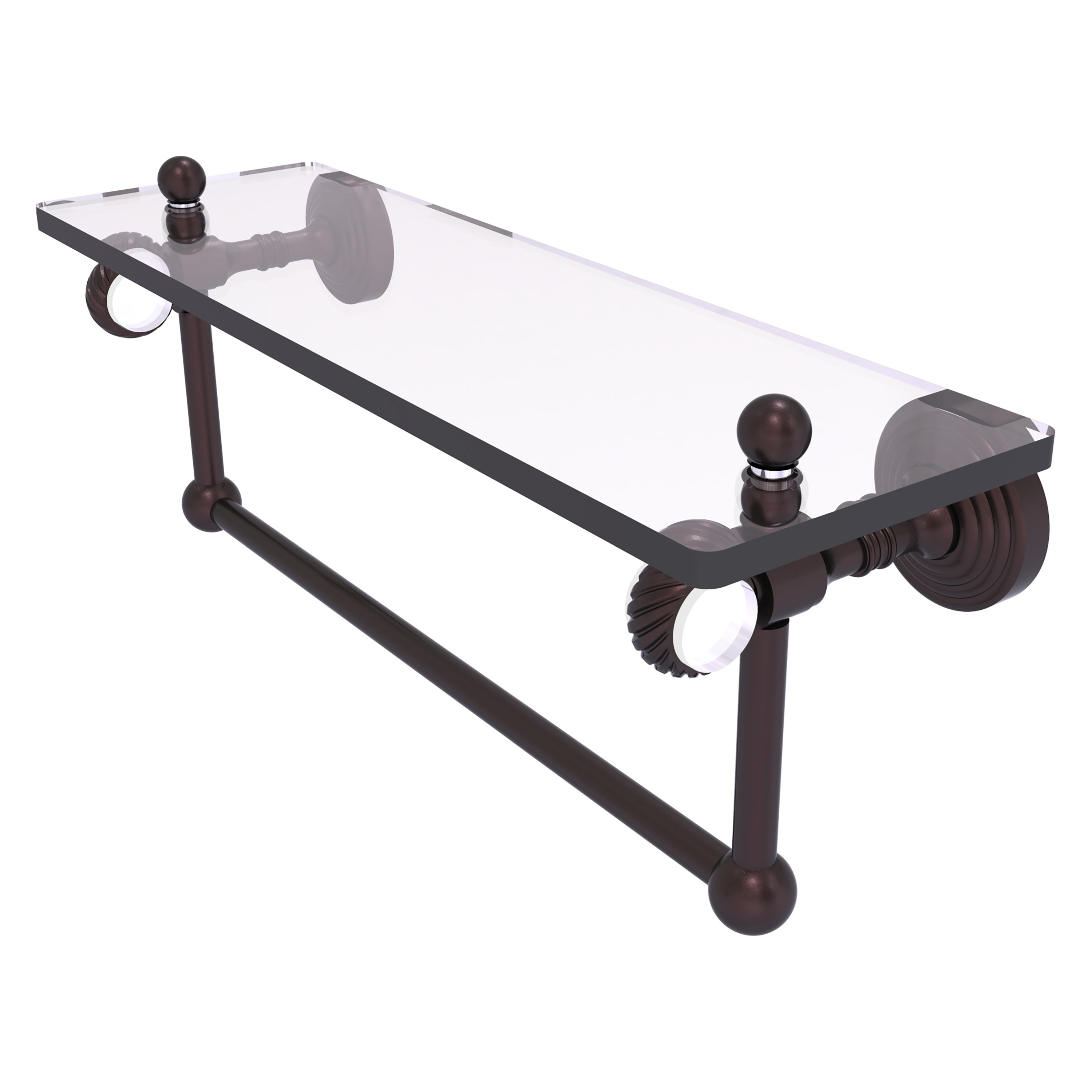 Allied Brass Pacific Grove Collection 16 Inch Glass Shelf with Towel Bar and Twisted Accents