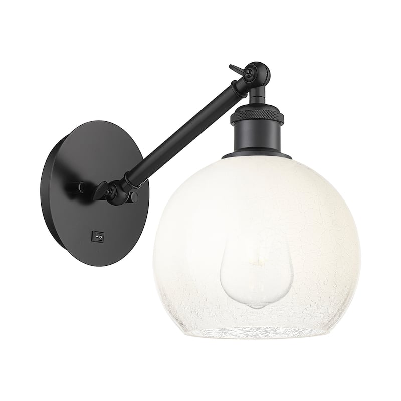 Innovations Lighting 317-1W-11-8 Brookhaven Globe Sconce Brookhaven - Matte Black / Opal