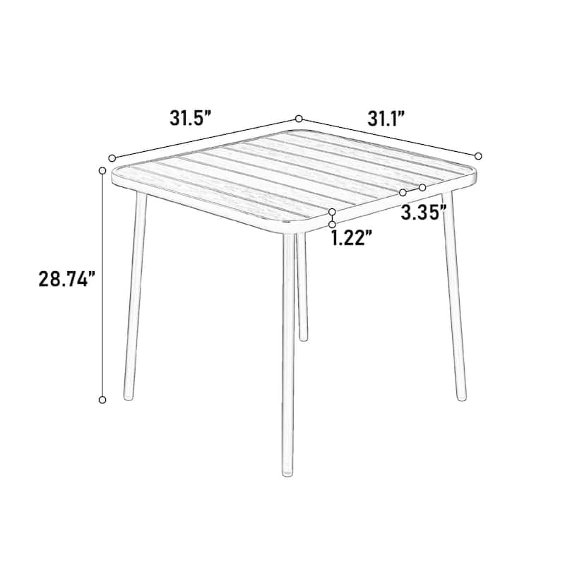 5 Piece Patio Furniture Set, All Weather Outdoor Steel Dining Table and Chair Set