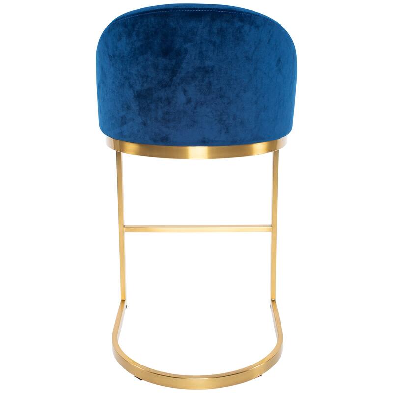 Otus 26" Counter Height Gold Brass Velvet Mid-Century Bar Stool