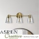 preview thumbnail 5 of 3, Aspen Creative Two-Light Metal Bathroom Vanity Wall Light Fixture, 13-1/2" Wide, Transitional Design in Brushed Nickel