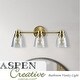 preview thumbnail 5 of 3, Aspen Creative Two-Light Metal Bathroom Vanity Wall Light Fixture, 15 1/2" Wide, Satin Nickel with Clear Glass Shade