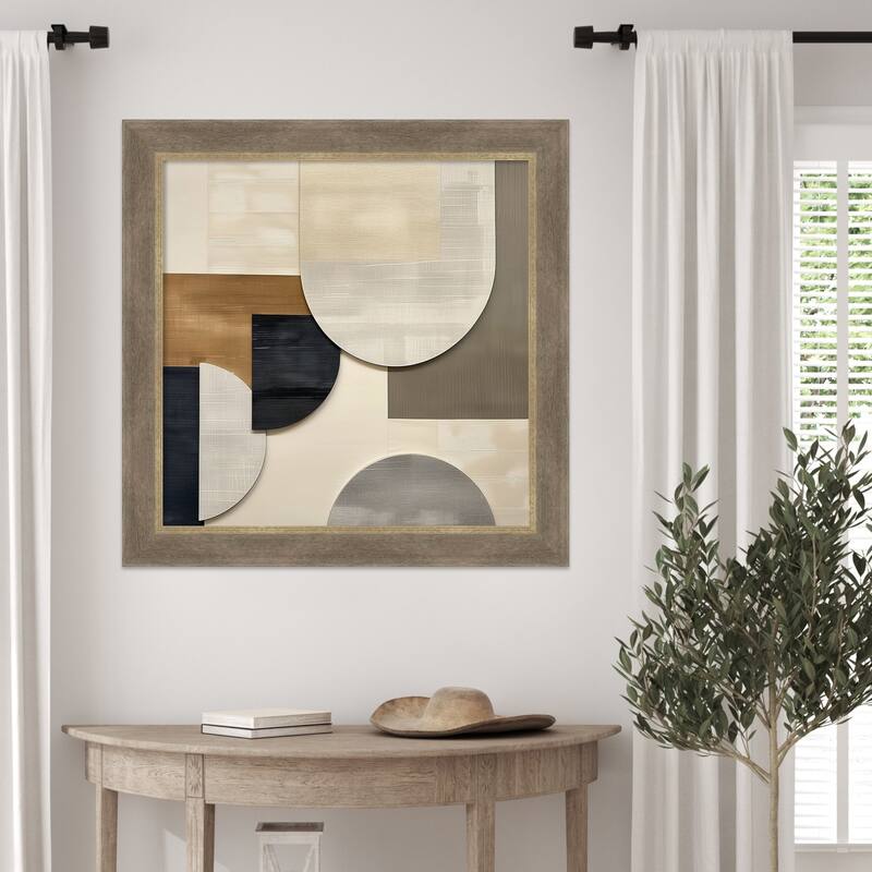 Tan Shaped in Layers by Tradelink inhouse artist Wood Framed Wall Art Print - Driftwood Tan