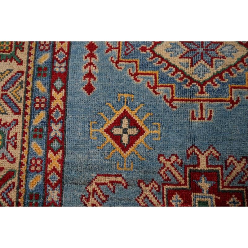 Blue Kazak Oriental Accent Rug Handmade Wool Carpet - 3'4" x 5'0"