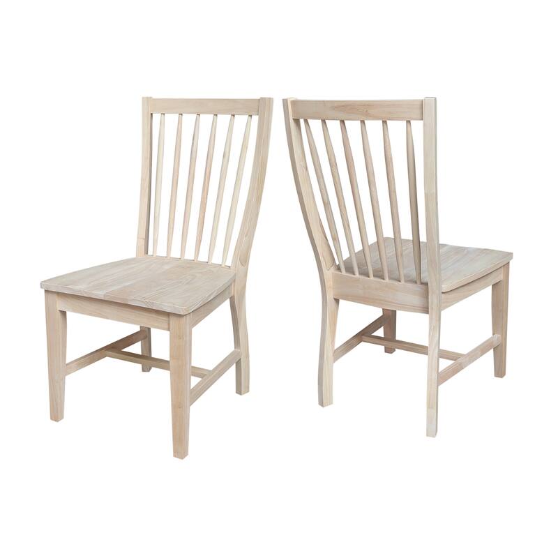 Set of Two Solid Wood Audrey Dining Chairs, Unfinished