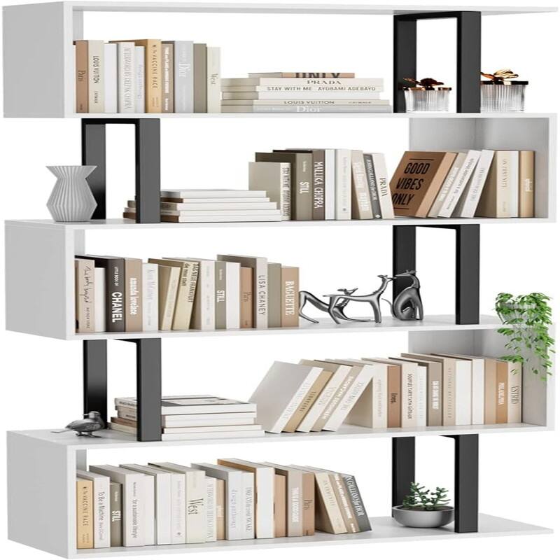 Bookshelf - 9.4"D x 27.6"W x 75"H - Rustic Brown