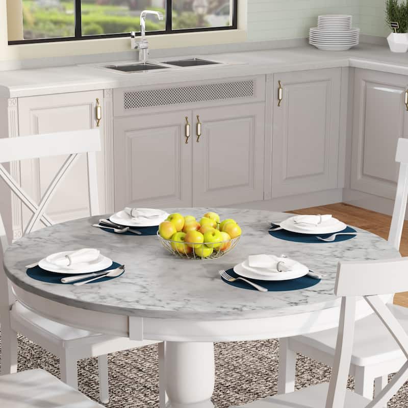 Kitchen Table Chairs Set for 4, 5 Piece Wood Dining Room Table with Round Table and 4 Solid Wood Chairs for Kitchen Room