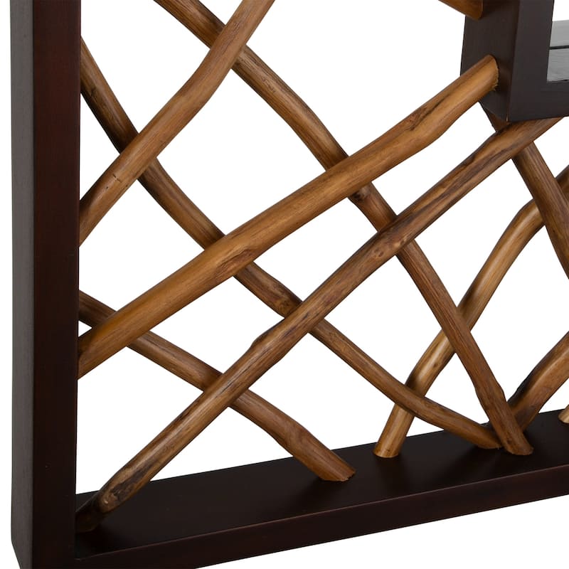 Teak Branch Beveled Rectangular Wall Mirror - 56" - Walnut Brown