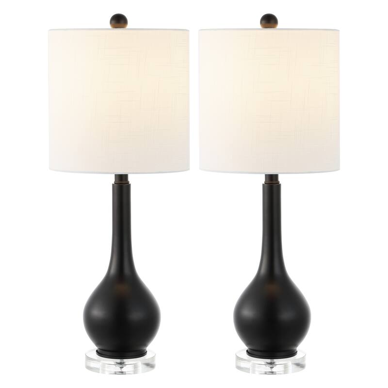Brooks 25" Metal/Crystal Teardrop LED Table Lamp, by JONATHAN Y - Nickel - Set of 2