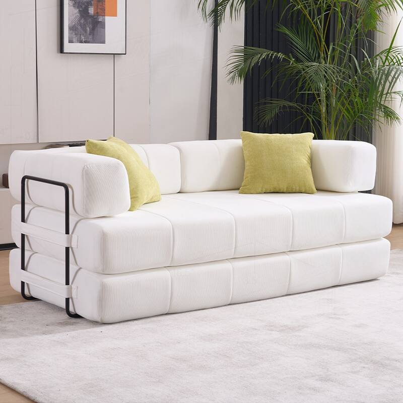 Versatile Convertible Sofa Bed with Plush Pillows for Any Living Space
