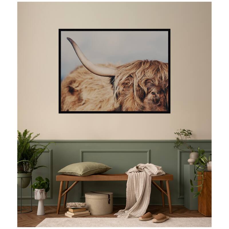 Kate and Laurel Highland Cow No. 4 Close by Laura Evans Framed Wall Art Print