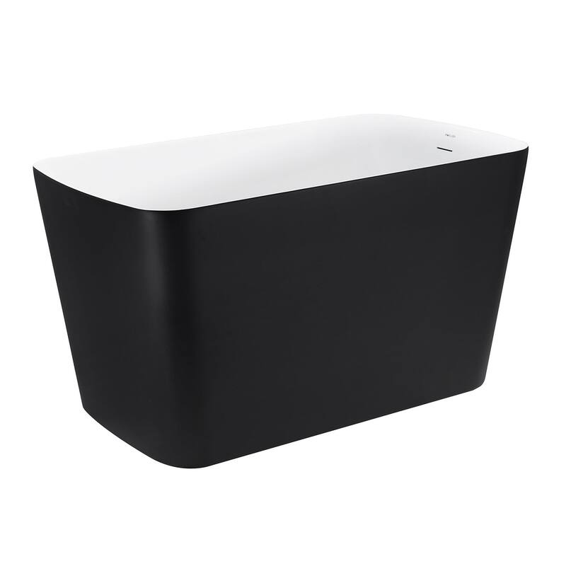 47 in. Glossy Acrylic Flatbottom Freestanding Non-Whirlpool Soaking Bathtub in White With Seat