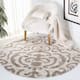 SAFAVIEH Florida Shag Honey Ornate Damask 1.2-inch Thick Rug - 5' x 5' Round - Cream/Beige