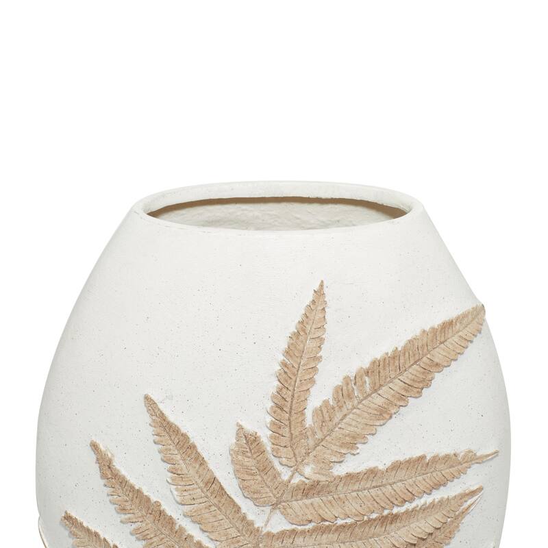 Polystone Leaf Decorative Vase - White - Roche River Decor