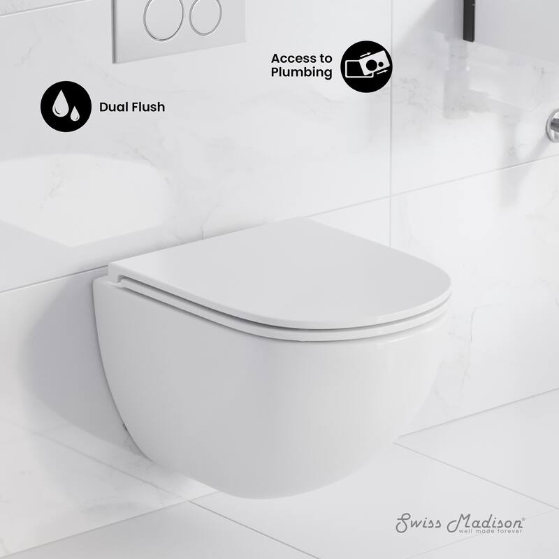 Ivy Wall Hung Elongated Toilet Bundle, Glossy White