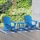 preview thumbnail 19 of 96, Altura Classic Outdoor Eco-Friendly All Weather Adirondack Chairs with Side Table (3-Piece Set) Pacific Blue