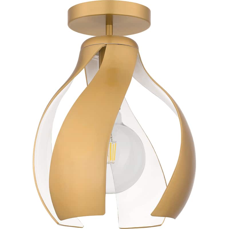 Kiko 1-Light Brushed Weathered Brass Semi-Flush Mount
