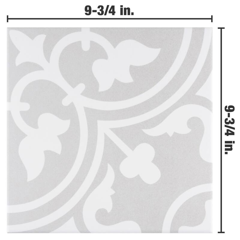 Merola Tile Arte Soft Grey 9-3/4" x 9-3/4" Porcelain Floor and Wall Tile