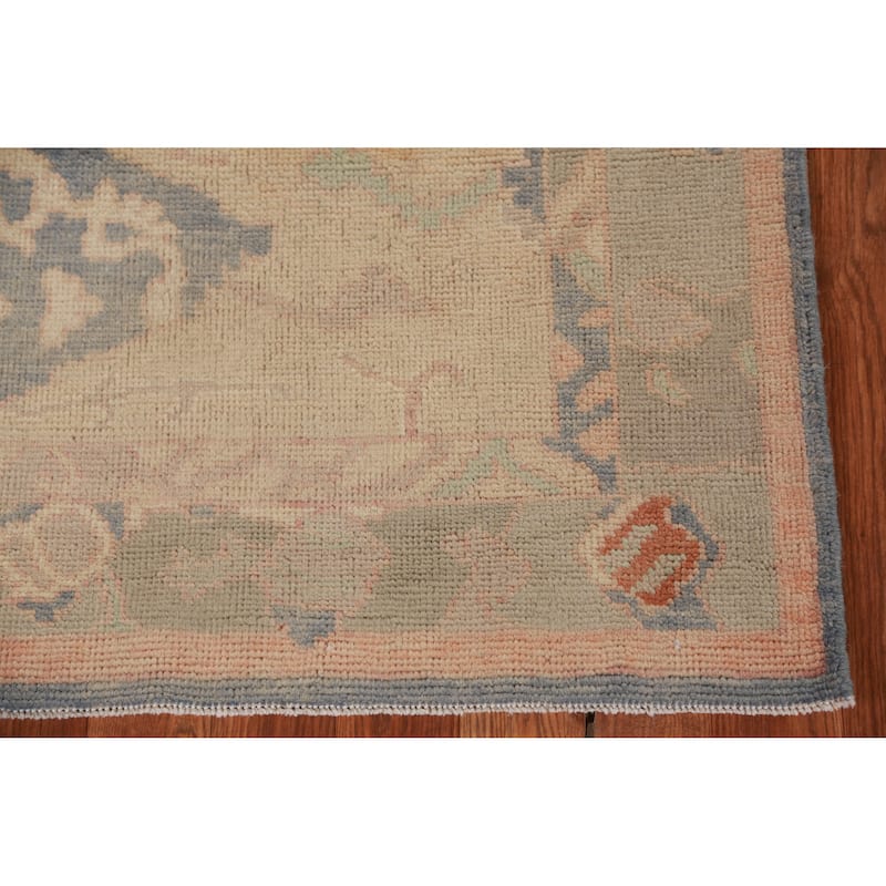 Hand Knotted Oriental 100% Wool Carpet Transitional Floral Beige & Ivories Oushak Area Rug - 7' 0'' X 4' 0''