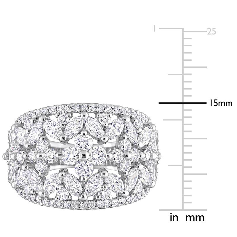 Miadora 3 1/4ct TW Marquise Round-Cut Lab-Grown Diamond Wide Band Ring 14k White Gold