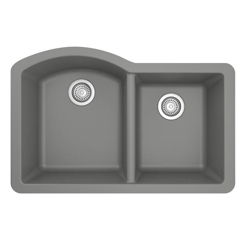 Karran Undermount Quartz Double Bowl Kitchen Sink - Grey