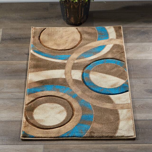 Orelsi Collection Abstract Area Rug - 2'1" x 3'3" - Beige/Blue
