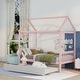 preview thumbnail 2 of 10, Pink Twin Size Solid Wood House Bed Frame with Trundle