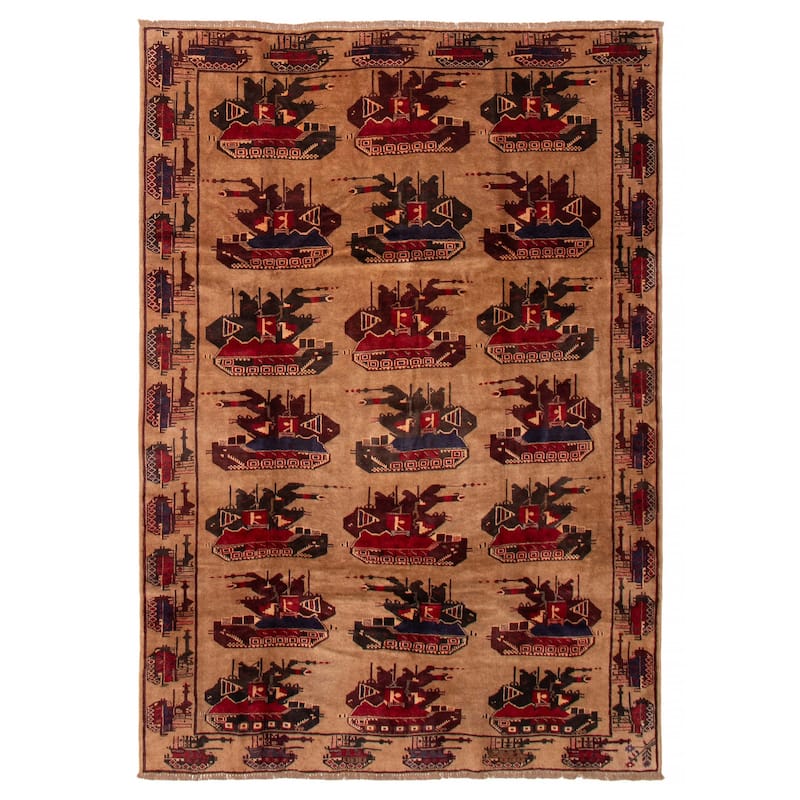 ECARPETGALLERY Hand-knotted Teimani Brown Wool Rug - 6'3 x 8'10 - Light Brown - 6'3 x 8'10