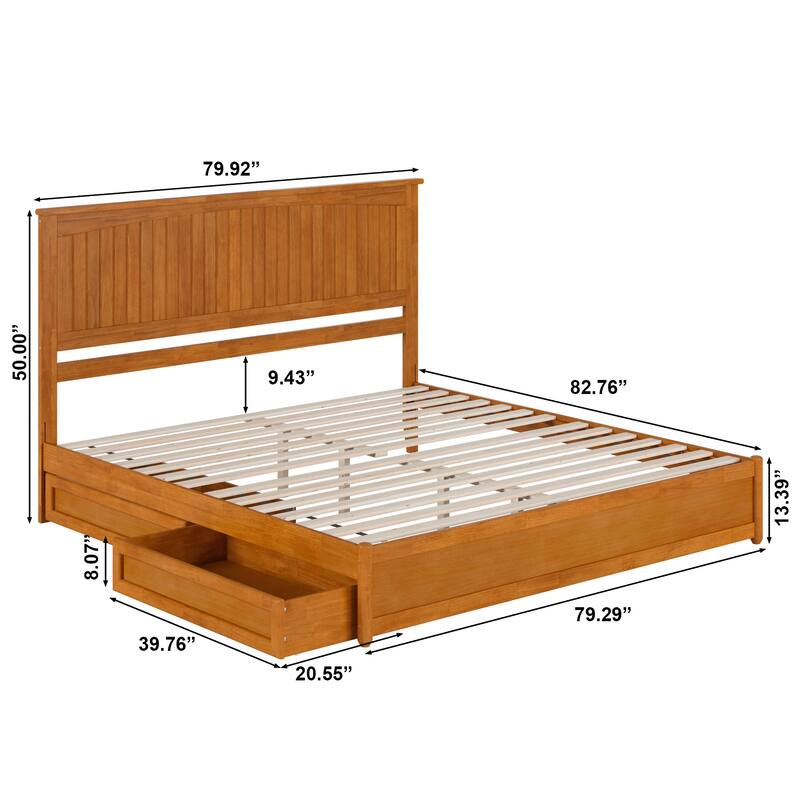 Malta Platform Bed with Panel Footboard and Storage Drawers