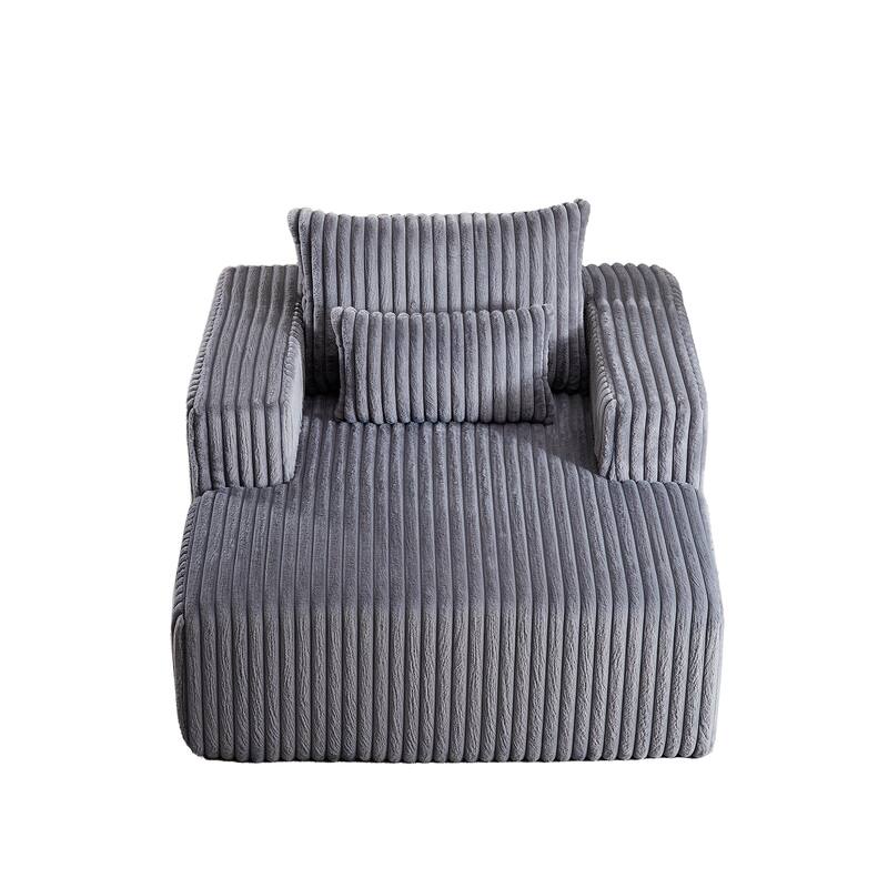 Fluffy 62.5-Inch Corduroy Lounge Chair, Modern Sleeper Sofa for Living Room or Bedroom - Ready to Use, No Assembly