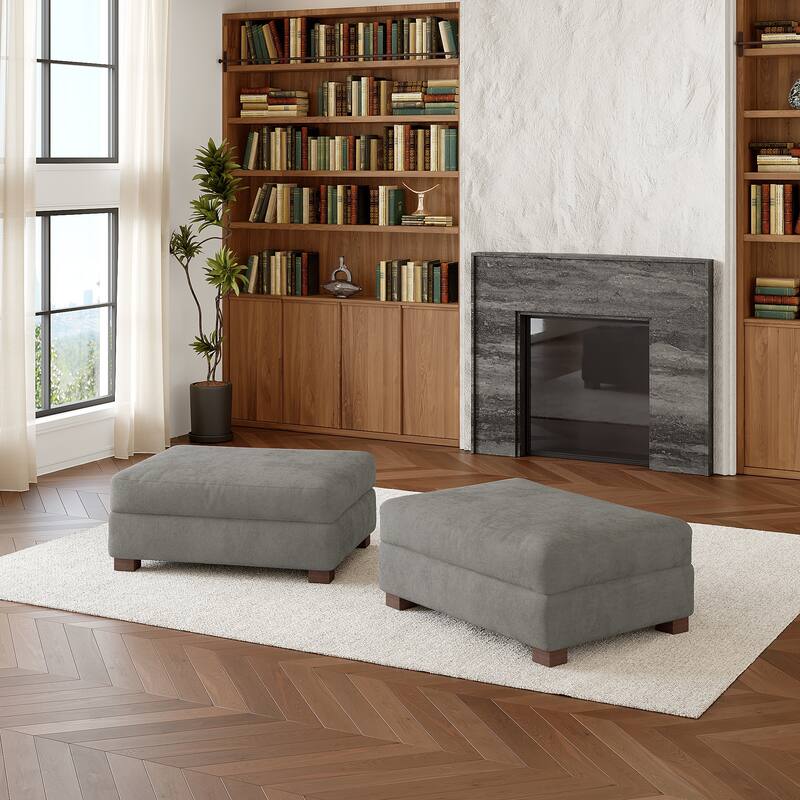 Oversized Chenille Modular Ottoman With Cushioned Top