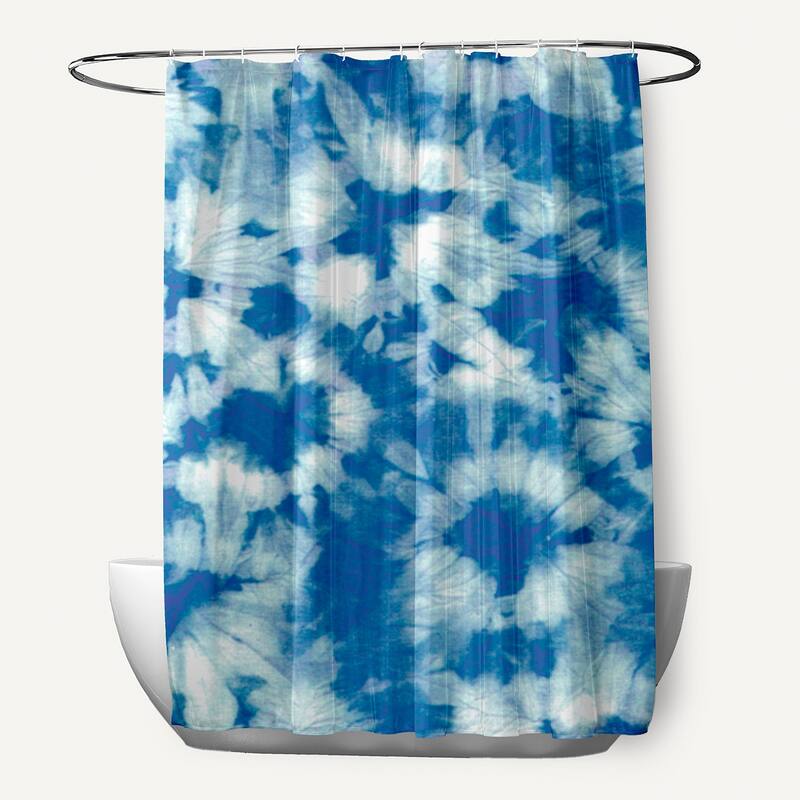 Chillax Geometric Print Shower Curtain - Blue