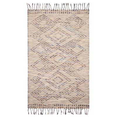 ECARPETGALLERY Braid weave Sienna Light Khaki Wool Rug - 5'0 x 7'11