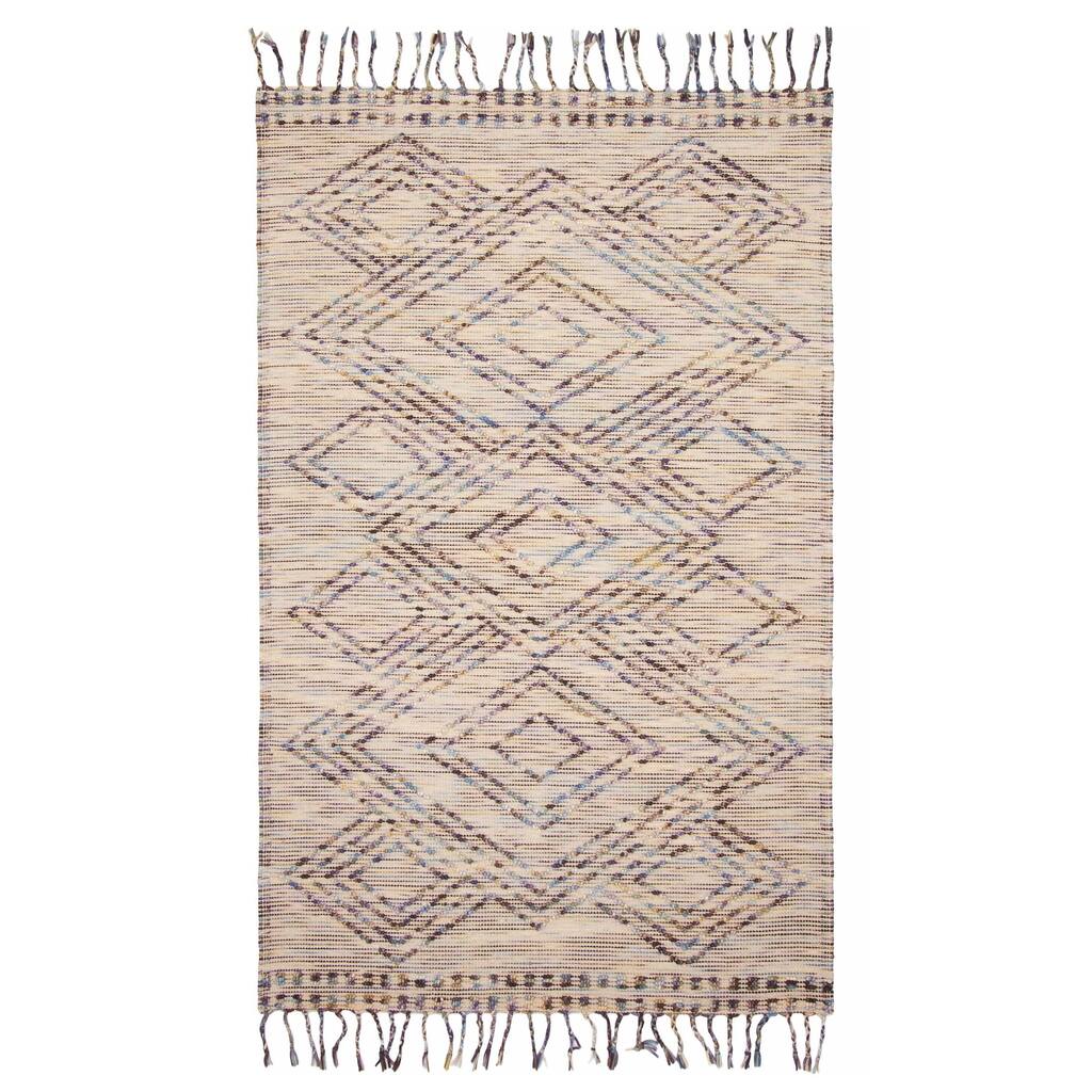 ECARPETGALLERY Braid weave Sienna Light Khaki Wool Rug - 5'0 x 7'11