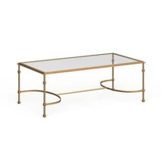 SAFAVIEH Lucille Gold/ Tempered Glass Top Cofee Table - 50" x 26" x 18"