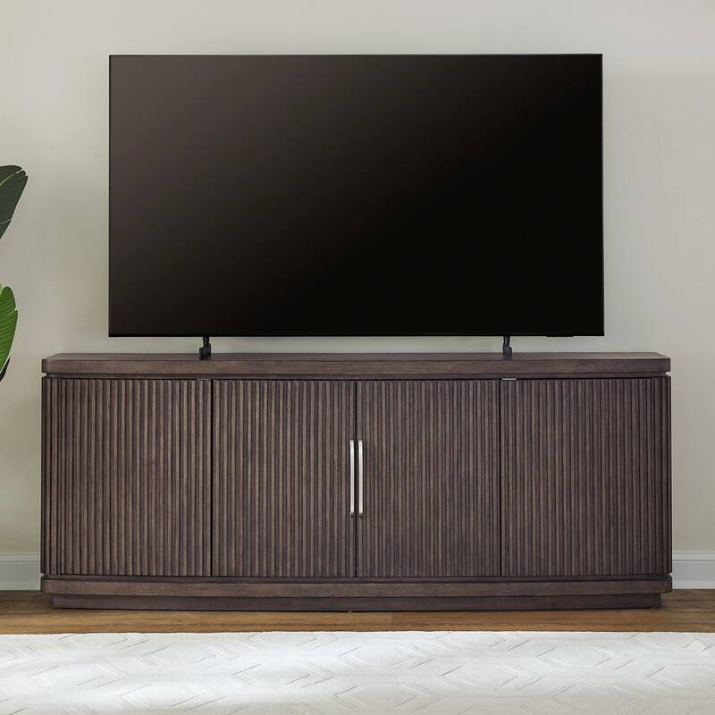 Liberty Furniture Cascade Falls TV Entertainment Console Stand 82" in Satin Espresso Oak - Width 82" x Depth 18" x Height 32" - Width 82" x Depth 18" x Height 32" - Satin Espresso