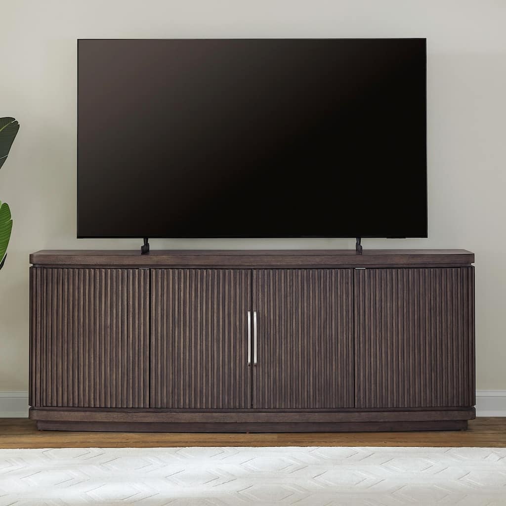 Liberty Furniture Cascade Falls TV Entertainment Console Stand 82" in Satin Espresso Oak - Width 82" x Depth 18" x Height 32"