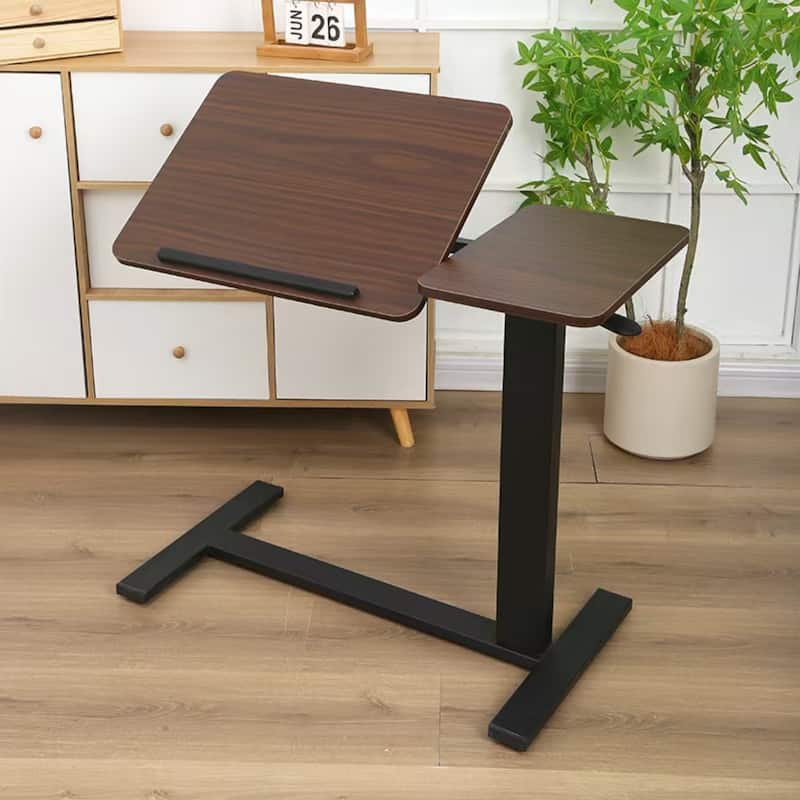 Mobile Rolling Overbed Table with Adjustable Tilting Laptop Tray
