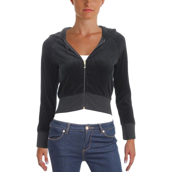Shop Juicy Couture Womens Hoodie Velour Cropped Overstock 23441081