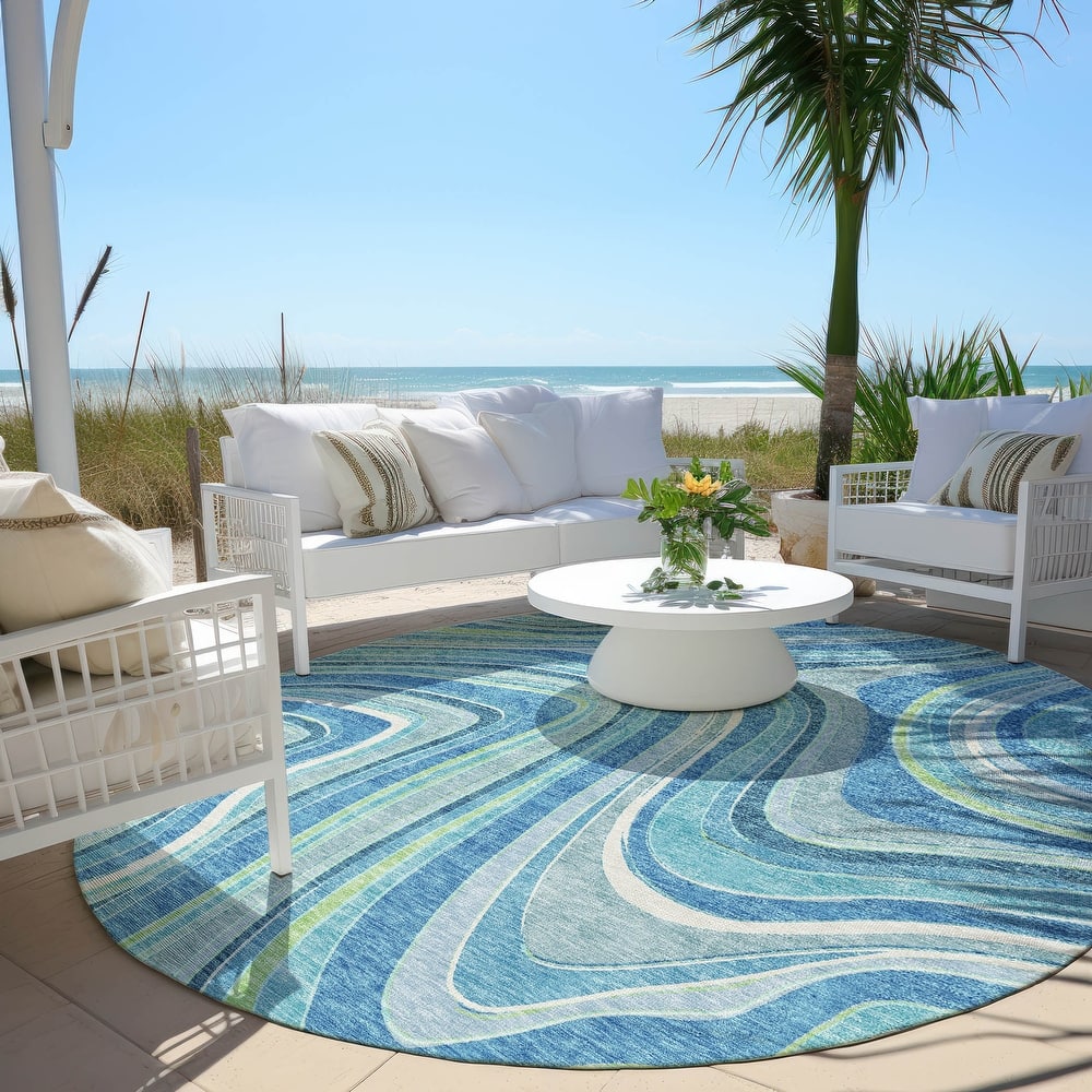 Machine Washable Indoor/ Outdoor Chantille Contemporary Abstract Rug