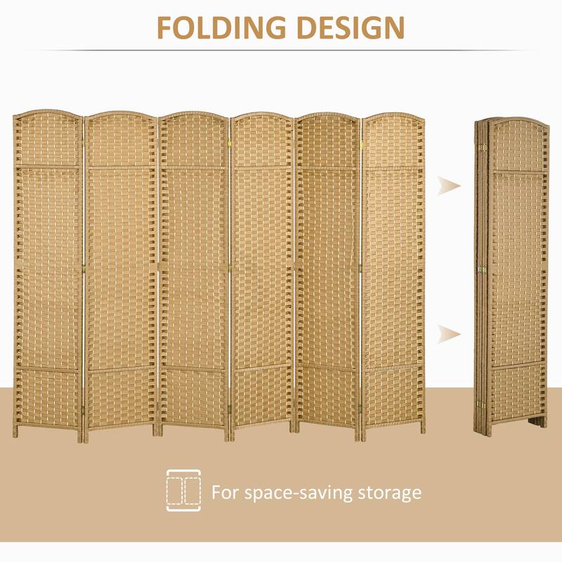 HOMCOM Room Divider, 6 Panel Folding Privacy Screen, 5.6' Tall Freestanding Wall Partition