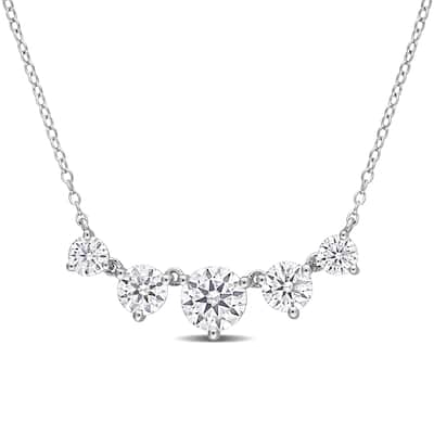 Miadora 2 1/2ct DEW Moissanite 5-Stone Graduated Bar Station Necklace in Sterling Silver